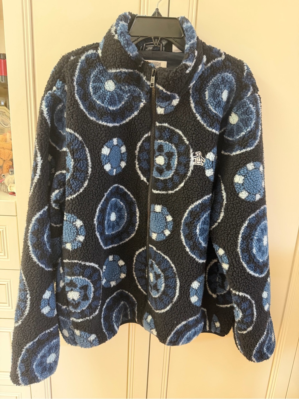 Original Penguin Black and Blue Patterned Sherpa Zip Jacket